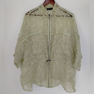 Yesta Sheer Full Zip Jacket Size 20W Lime Green Pockets Lightweight Layering